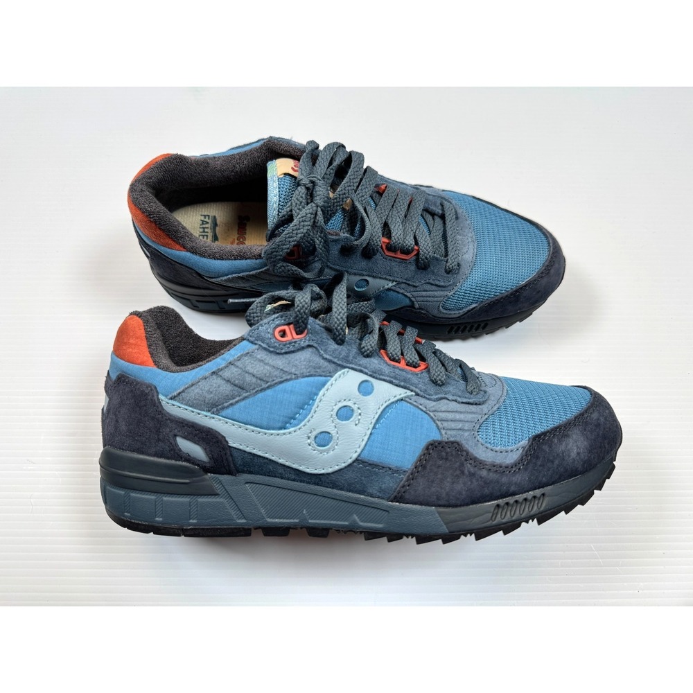 Saucony x Faherty Shadow 5000 Sneakers Mens 9 EUC lace Up Leather Comfort Blue‎